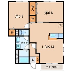 湖西町 徒歩2分 1階の物件間取画像